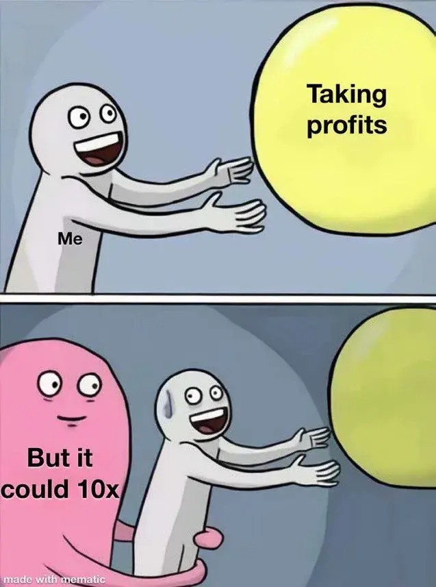 Struggling between taking profits and holding out for bigger gains: Source: Reddit
- The Coinomist