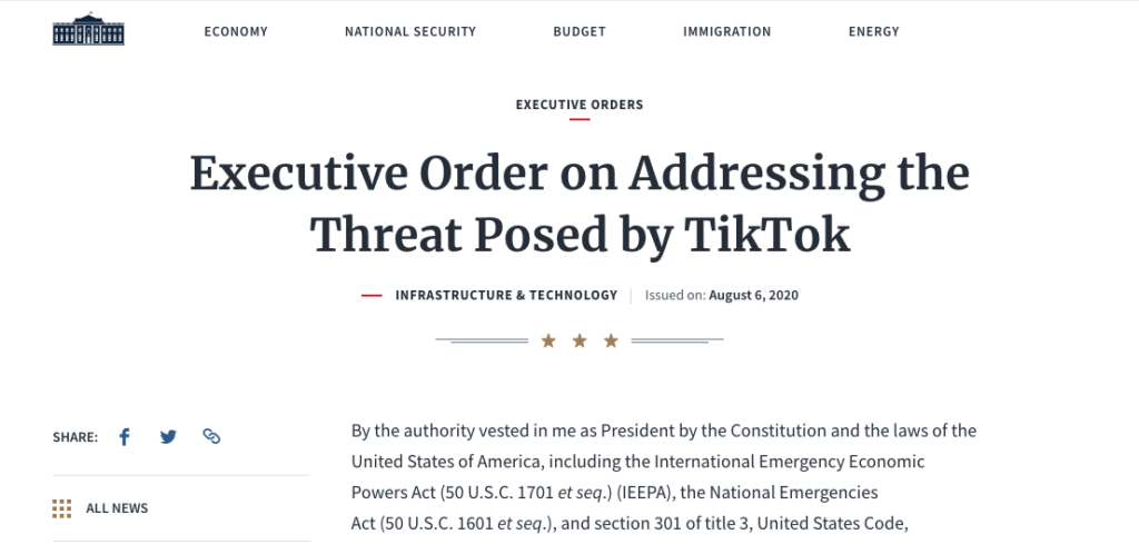 Donald Trumpβs executive order addressing TikTok. Source: White House archives
- The Coinomist