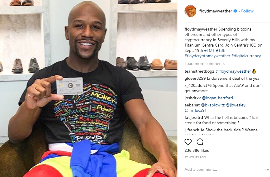 Mayweather hyped Centra Tech’s ICO across social media - The Coinomist