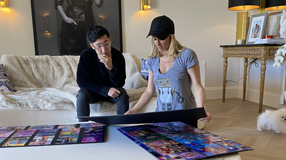 Paris Hilton reviewing mood boards with an NFT collector - The Coinomist