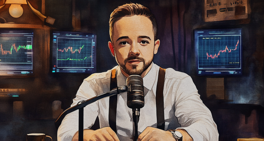 Coffezilla in a podcast studio - The Coinomist