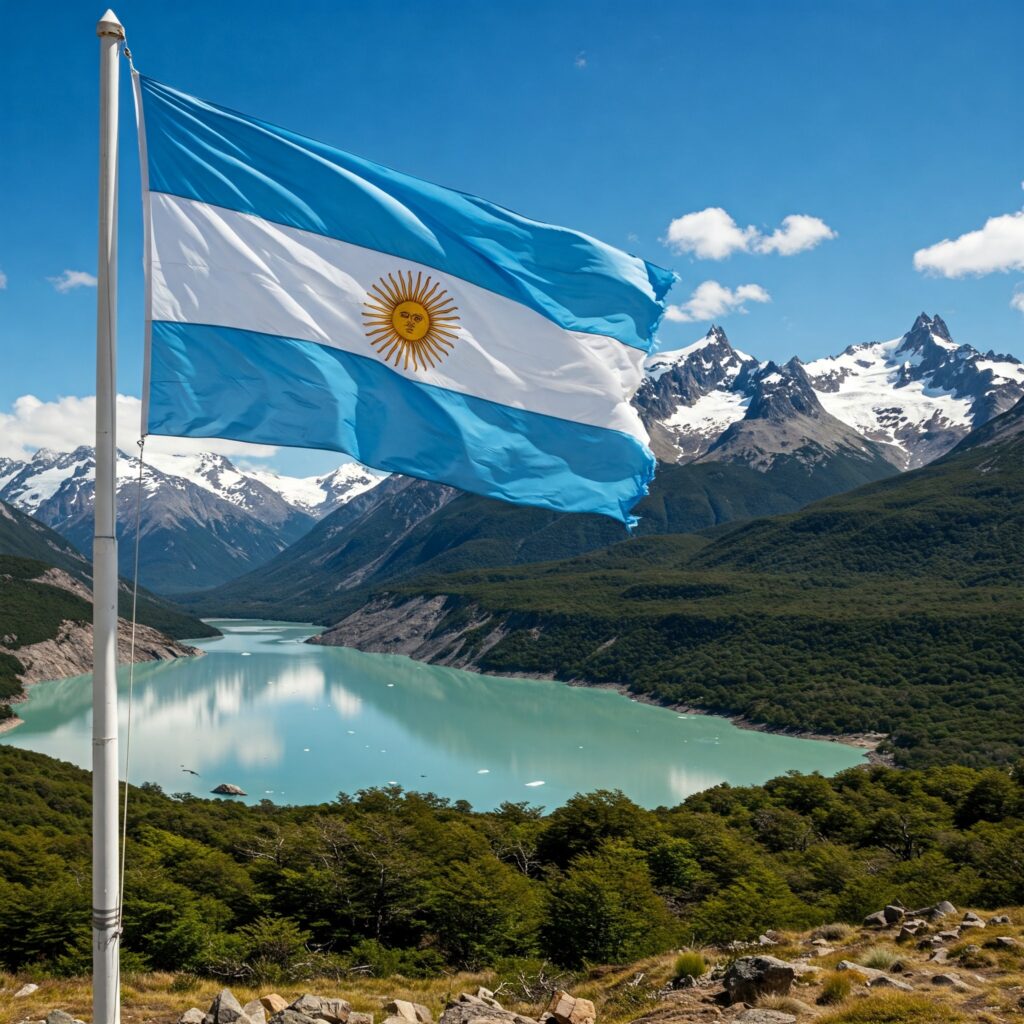 Argentina’s flag displayed before an Andean mountain range - The Coinomist