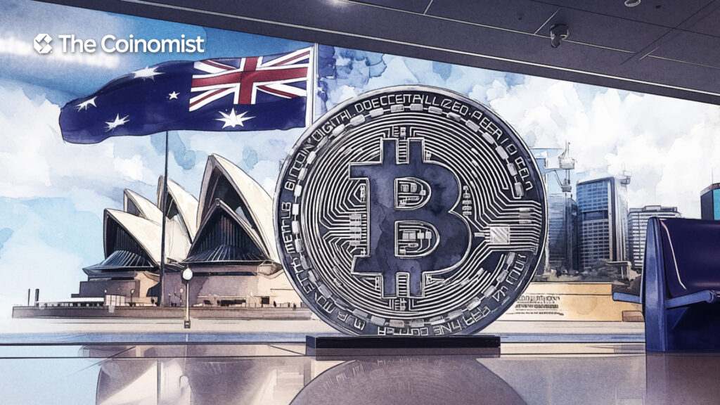 Australian flag and Bitcoin - The Coinomist