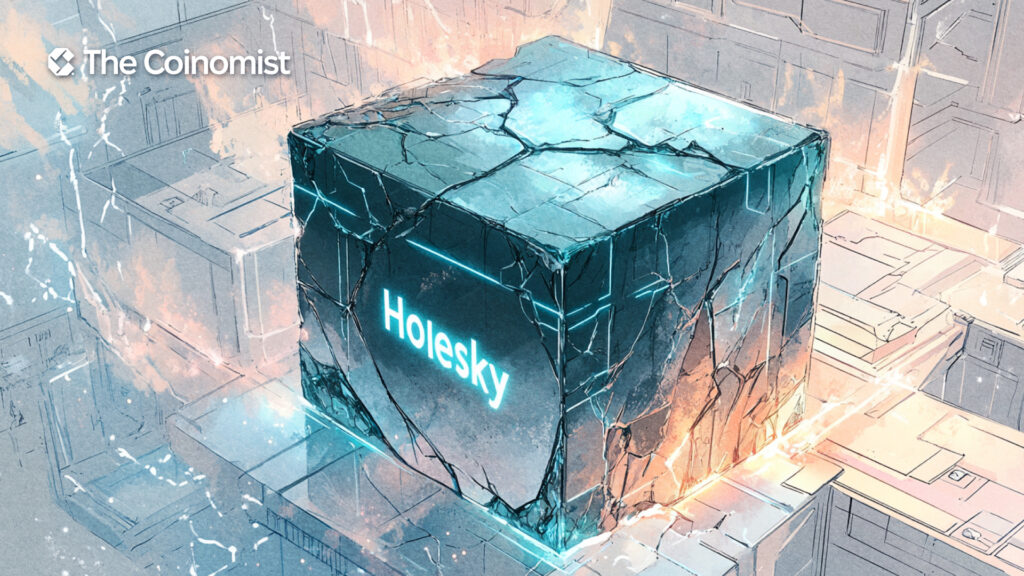 digital fog, with Holesky at one end and Hoodi at the other, symbolizing the transition - The Coinomist