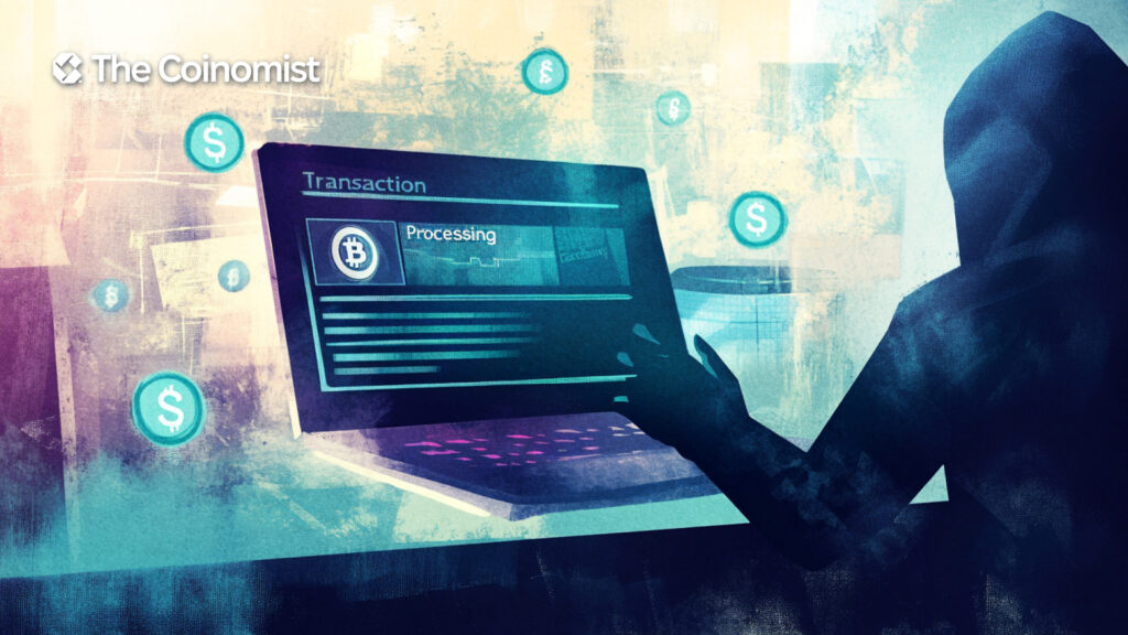 Portray a hacking scene: someone extracting money from a smart contract - The Coinomist