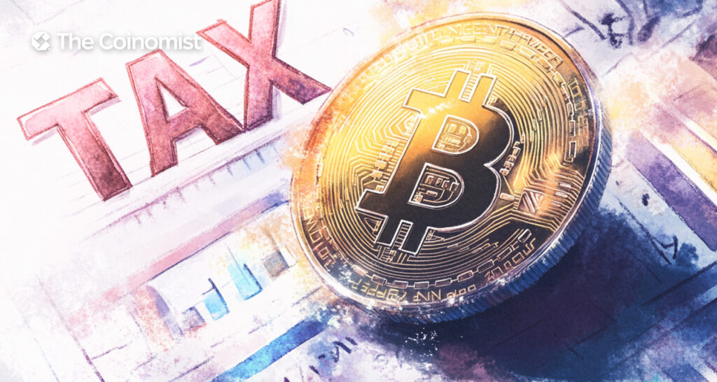 bitcoin coin and the caption "Tax" - The Coinomist