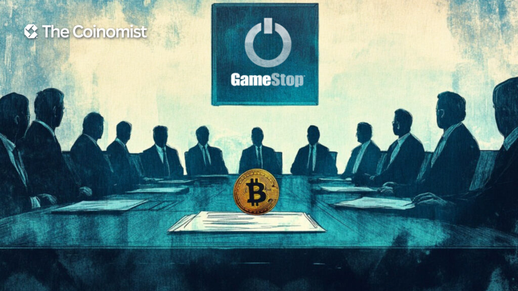 Gamestop company logo, Bitcoin - The Coinomist