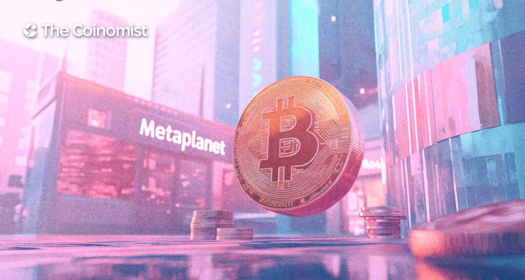 Metaplanet logo, Buy, BTC - The Coinomist