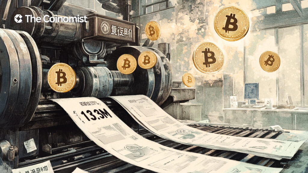 A printing press stamping out bonds. The Coinomist