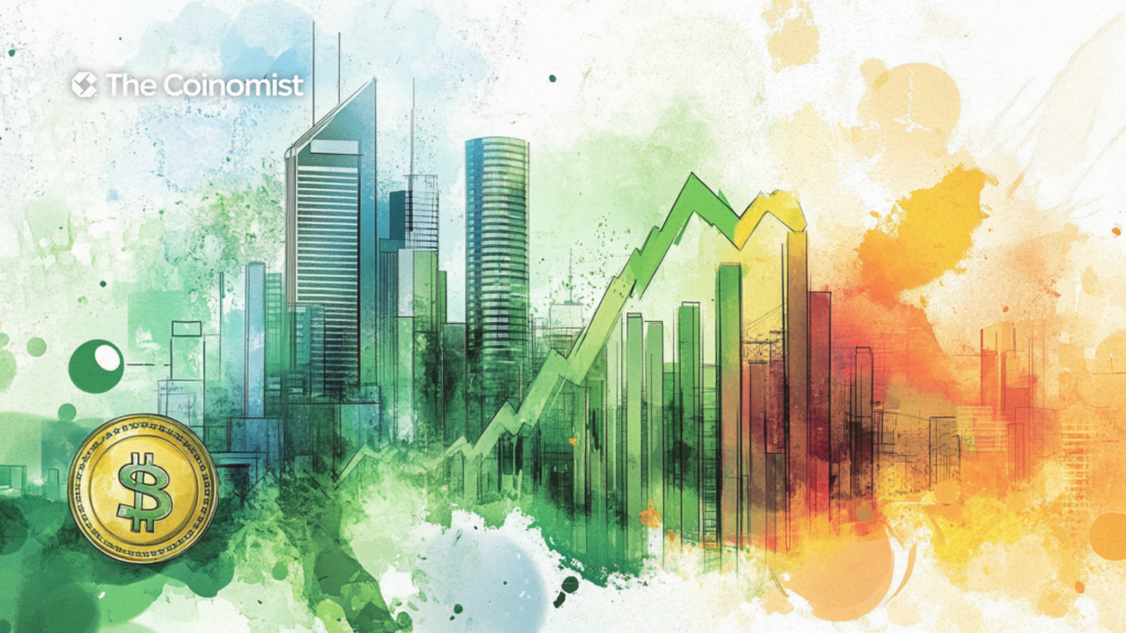 market growth: a rising green chart - The Coinomist