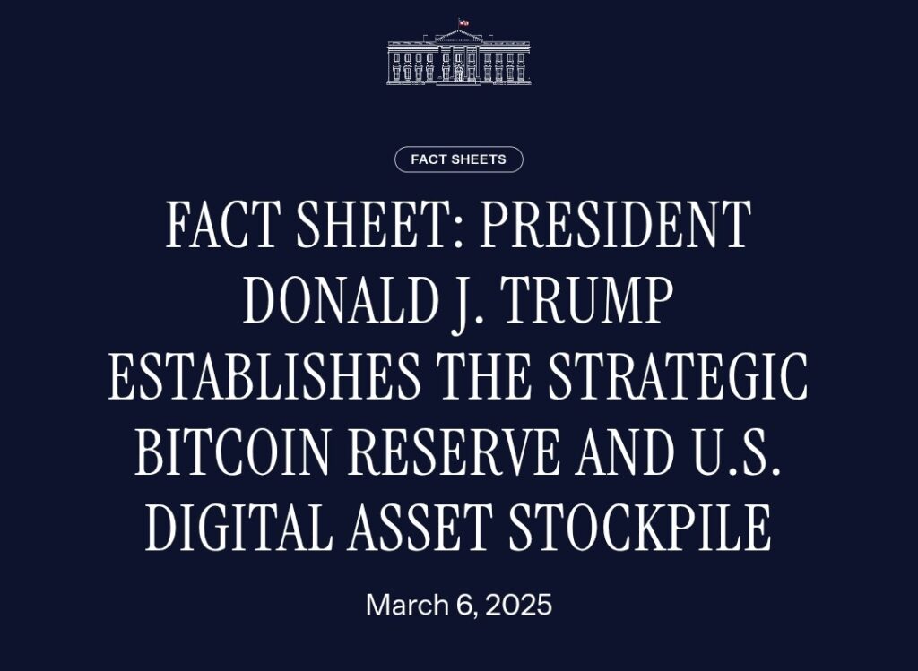 Official statement confirming the U.S. Strategic Bitcoin Reserve on the White House website - The Coinomist