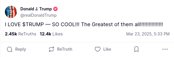Trump pumped his meme token with Truth Social post - The Coinomist
