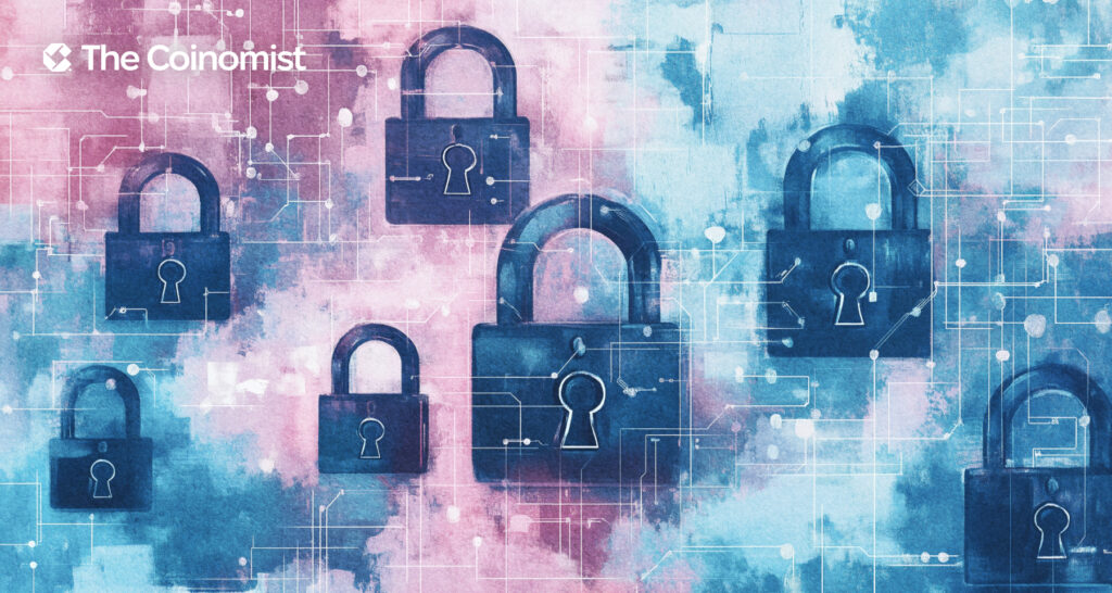digital lock icons with abstract blockchain patterns - The Coinomist