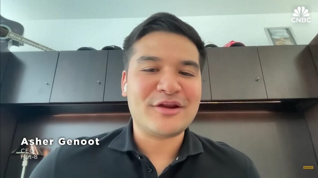 Asher Genoot, CEO of Hut 8 and co-founder of American Bitcoin, during a CNBC interview - The Coinomist