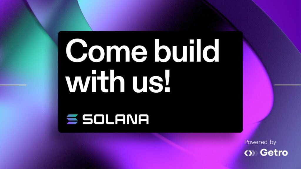 Solana job board promotion tweet featuring the message "Come build with us!" — The Coinomist