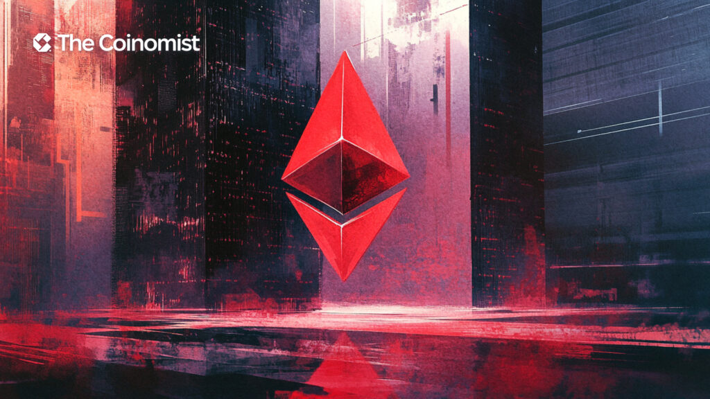 Ethereum, red ETH downtrending chart - The Coinmist