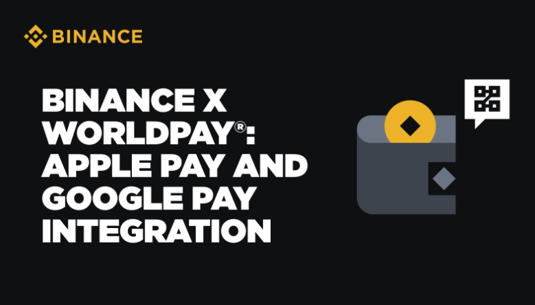 Binance promo image with text about Apple Pay and Google Pay, plus a wallet icon and QR code. - The Coinomist