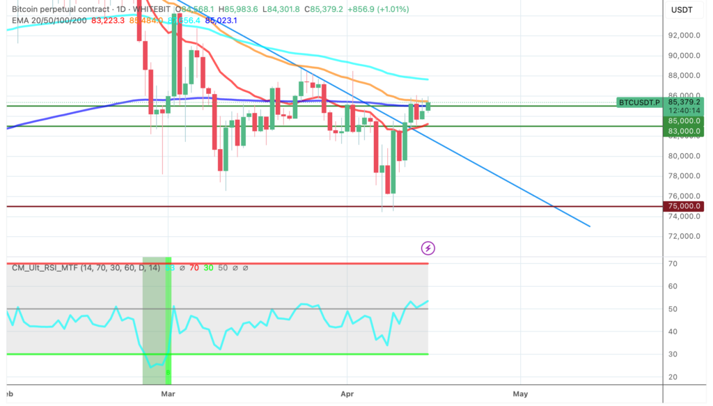 Bitcoin price chart with technical indicators - The Coinomist