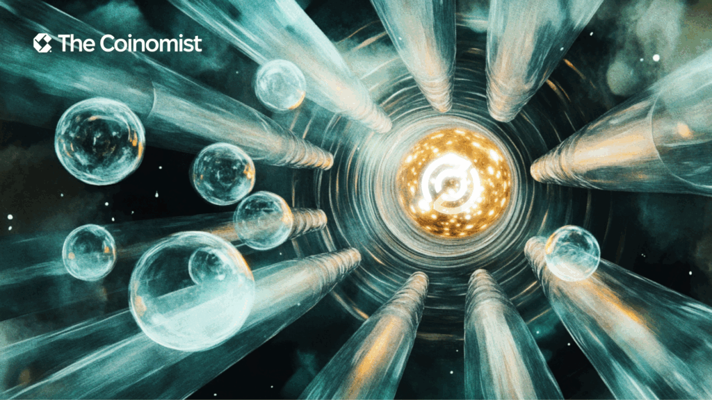 Circle logos, and what he's building or assembling is a blockchain - The Coinomist