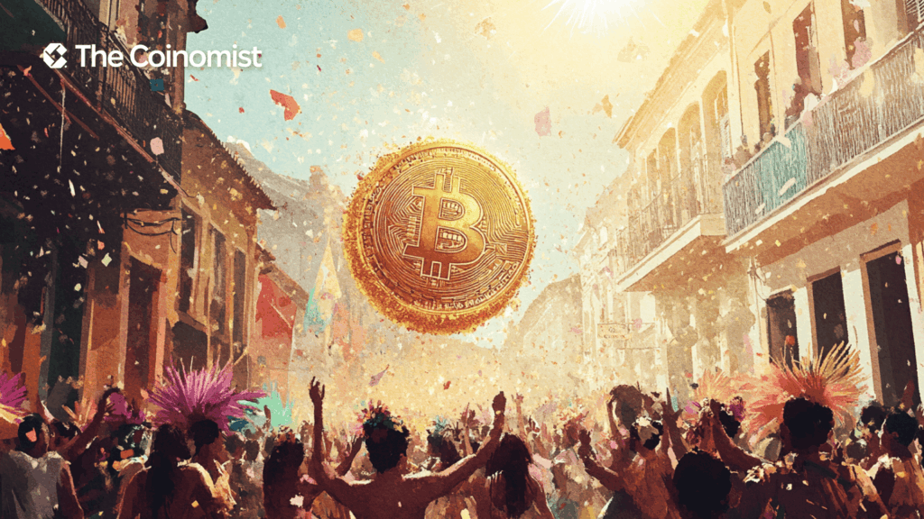 Brazil's vibrant carnival, dancing crowd carries bitcoin coin - The Coinomist