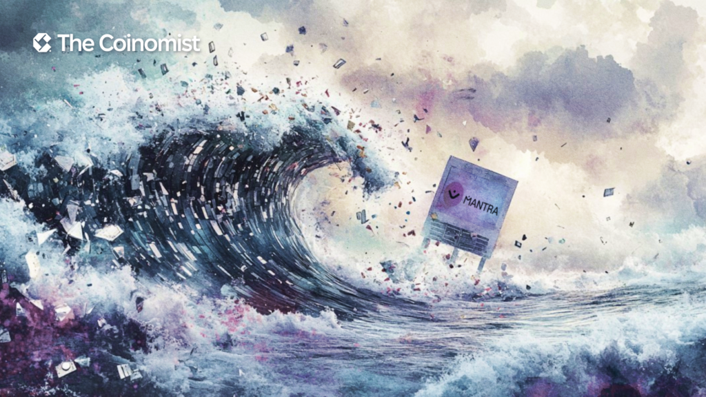 crypto crash and Mantra logo - The Coinomist