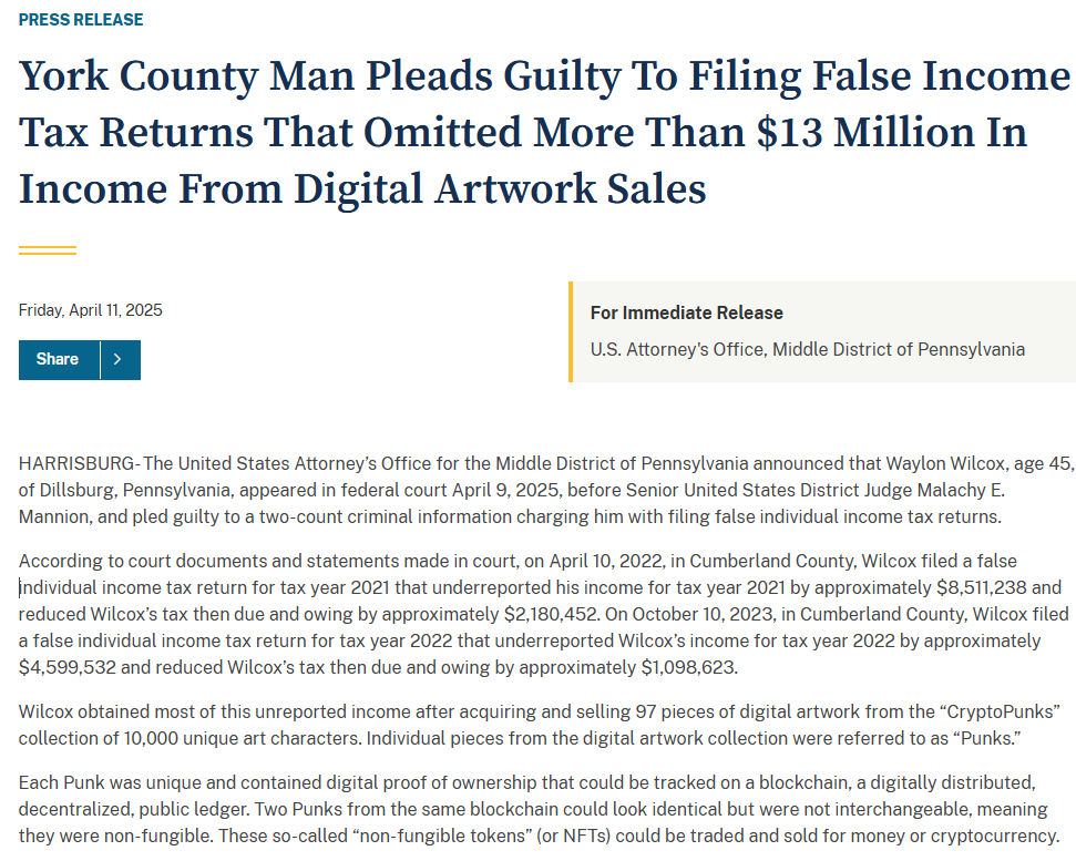 Press release screenshot on concealed $13M in NFT sales — The Coinomist.
