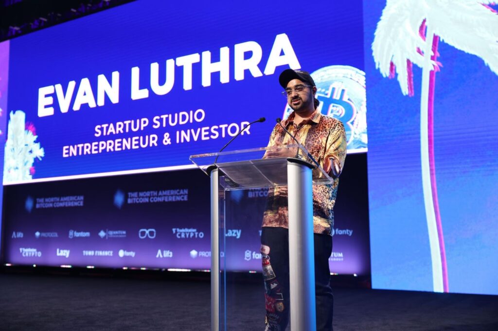 Evan Luthra at Miami Blockchain Week, 2022. - The Coinomist