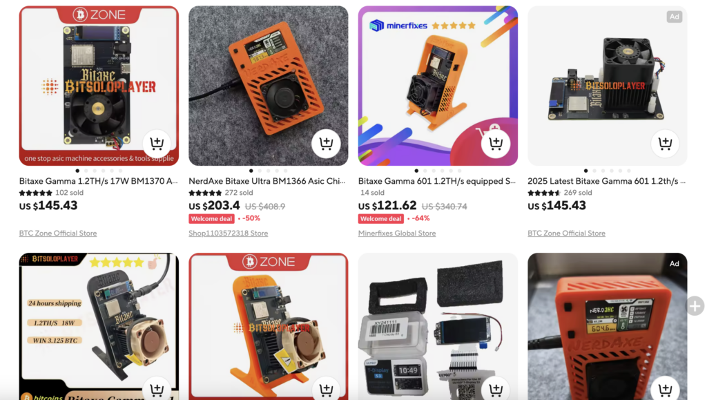 Counterfeit Bitaxe devices listed on AliExpress - The Coinomist