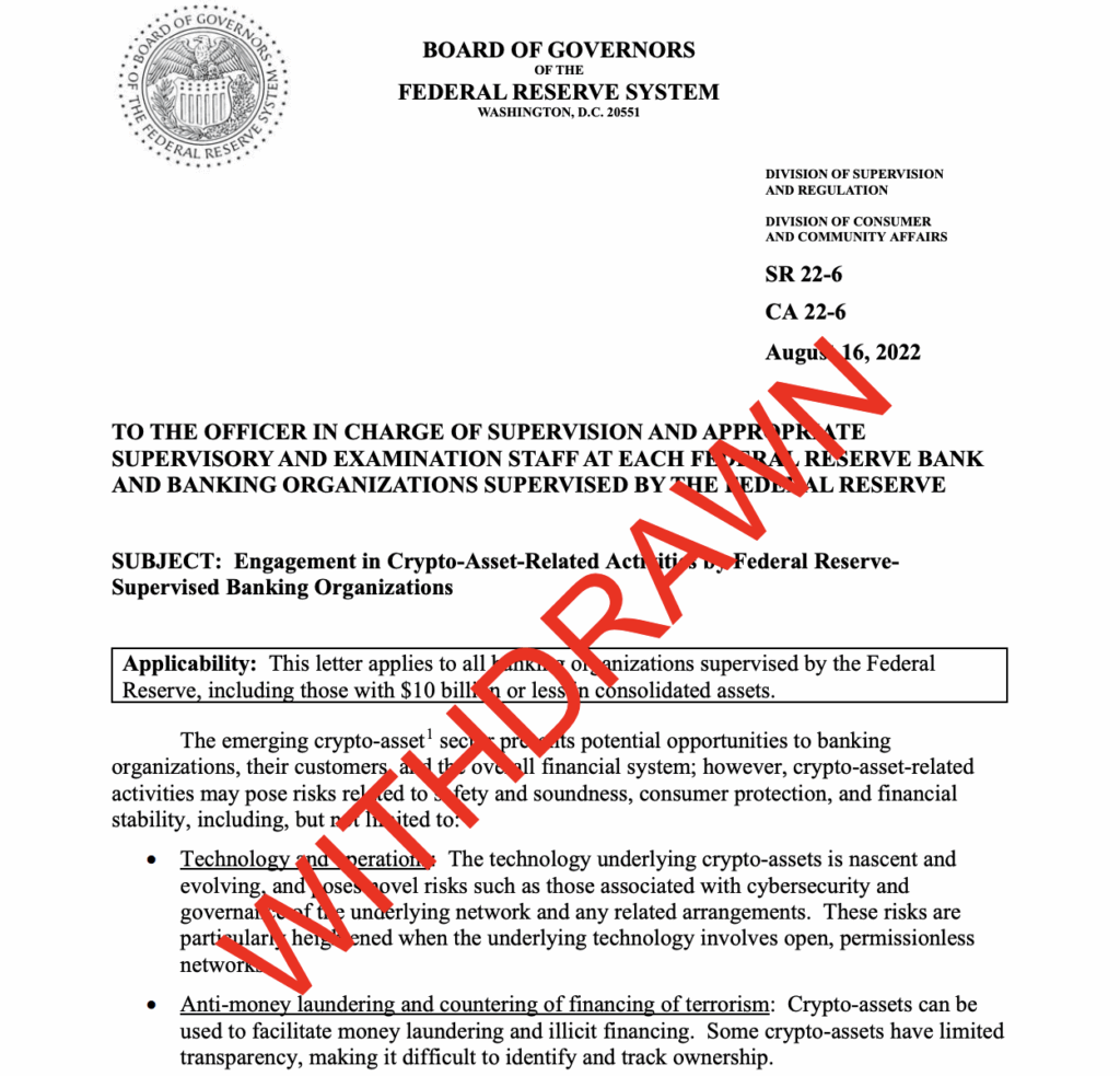 Fed crypto advisory document, now retired - The Coinomist
