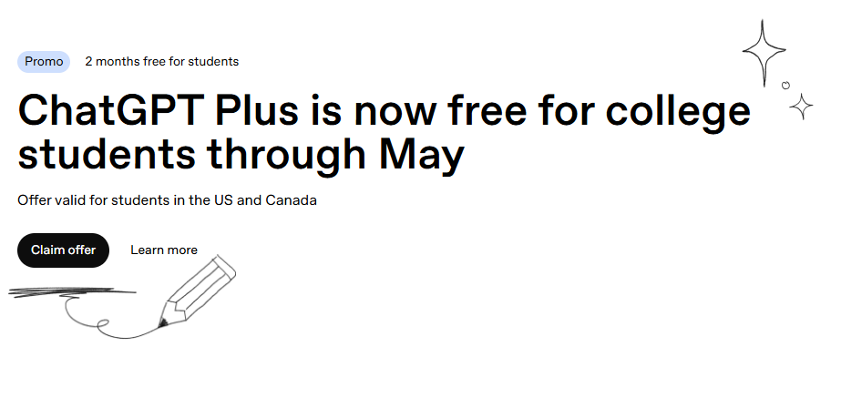 Screenshot from ChatGPT’s press release about the free student offer — The Coinomist