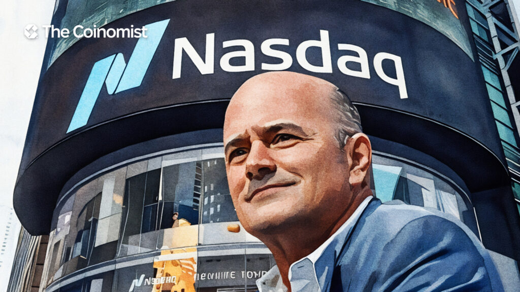 New York City with Nasdaq ads. The Coinomist