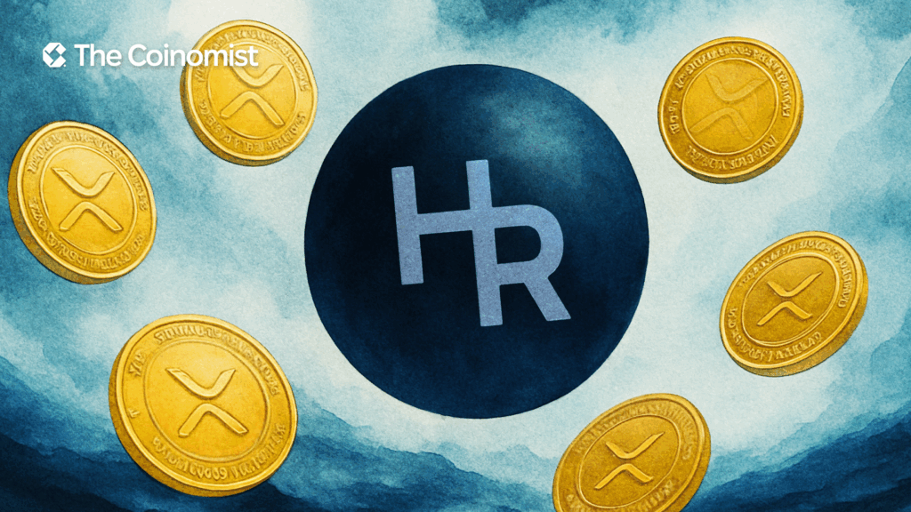 HashKey Capital logo, XRP tokens around - The Coinomist