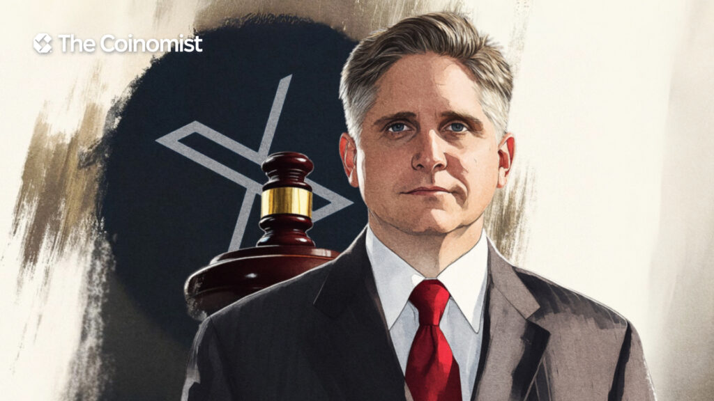 ames Murphy (MetaLawMan) on the cover with the X logo. The Coinomist