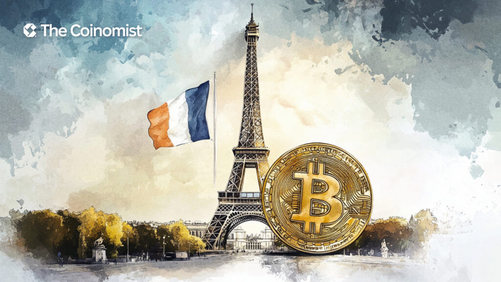 Eiffel Tower and Bitcoin sign against the background of the French flag - The Coinomist