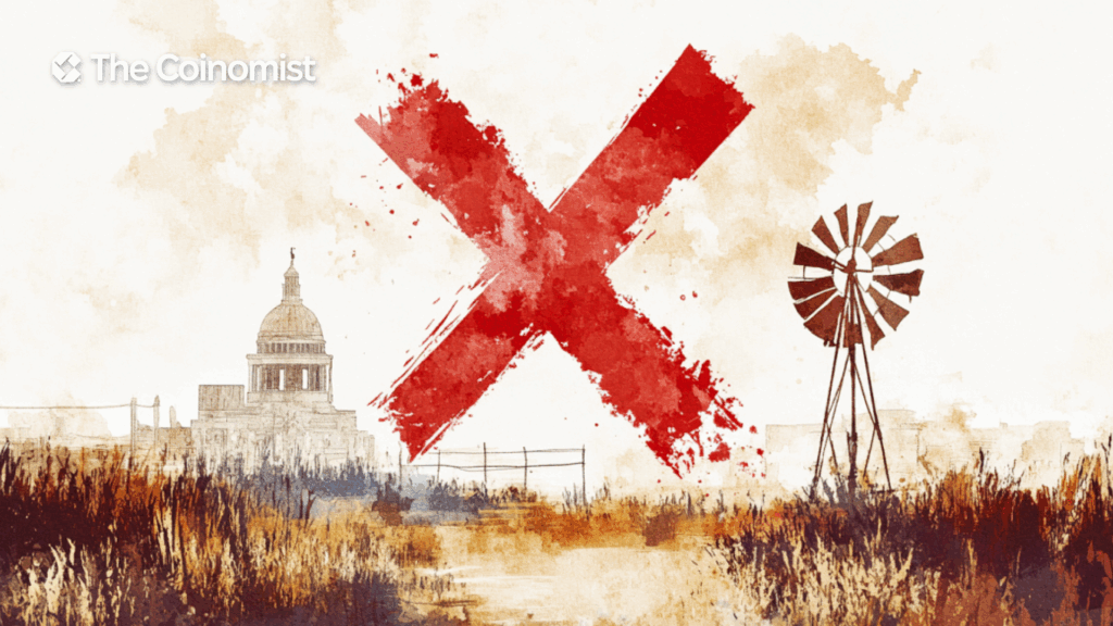Oklahoma—an iconic symbol or imagery linked to the state. Add a red “X” or a cancellation mark to signify rejection or denial - The Coinomist