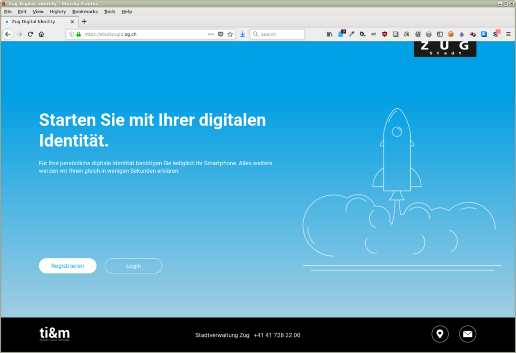 User interface of the eID app in Zug – The Coinomist