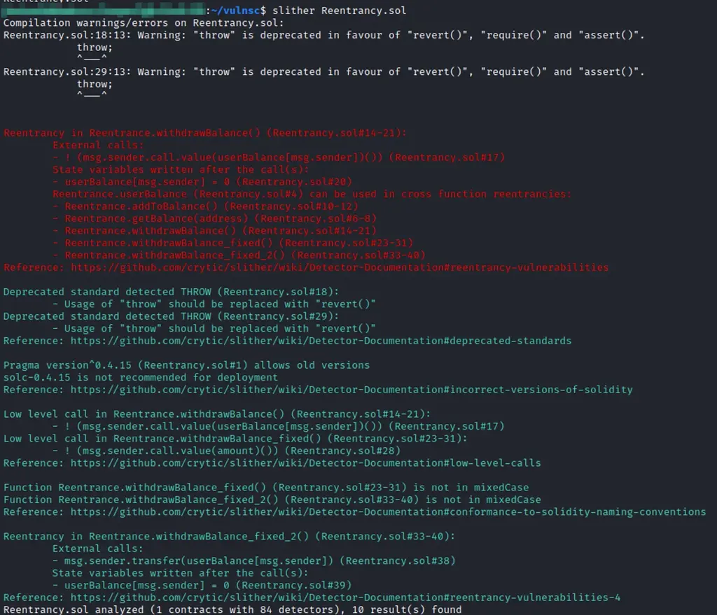 Example of a smart contract audit using Slither – The Coinomist