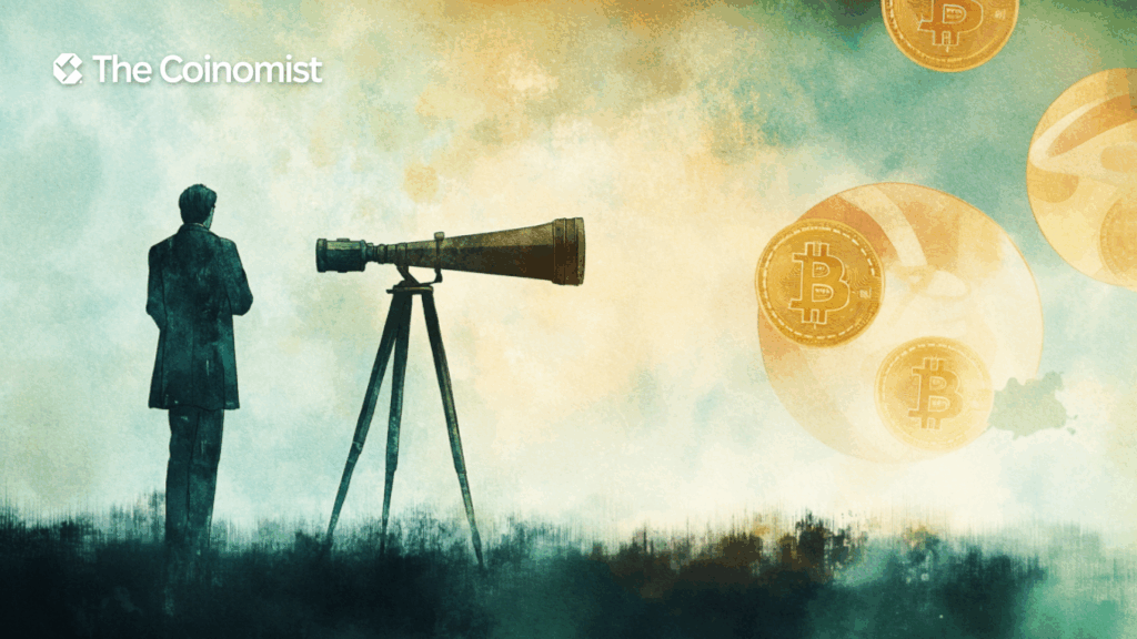 modern graphics featuring blockchain networks, vibrant data streams, and subtle nods to Bitcoin to evoke innovation and opportunity - The Coinomist