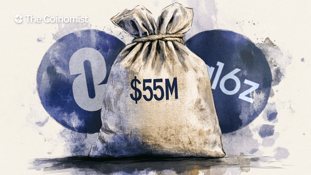 $55M money bag between a16z and LayerZero logos - The Coinomist