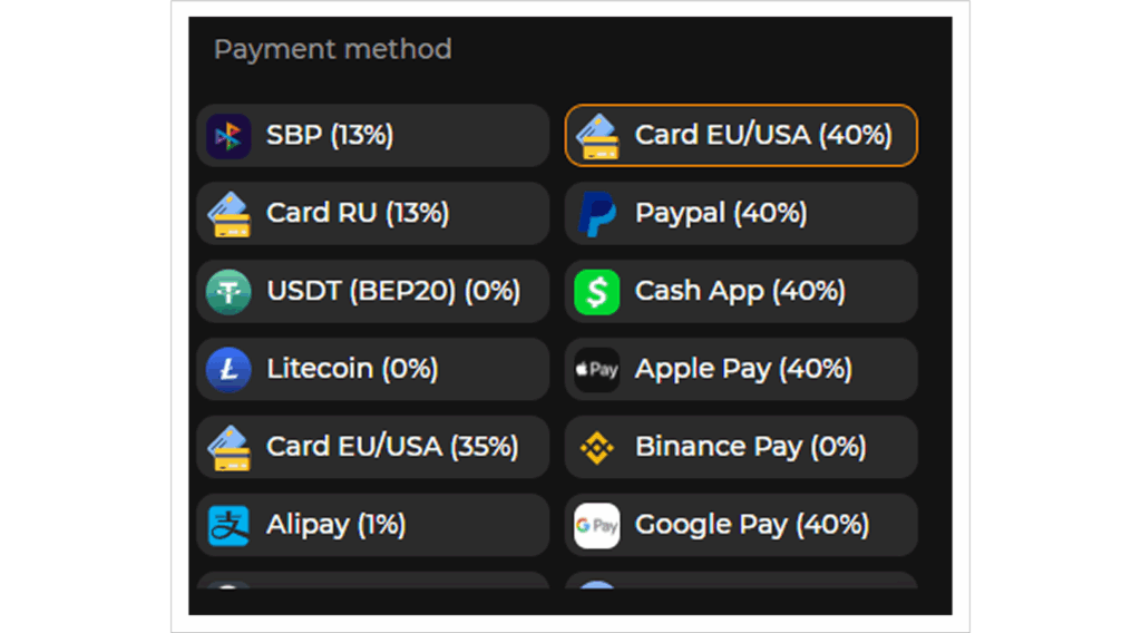 Screenshot of Hax.market accepting Bitcoin and stablecoins — The Coinomist