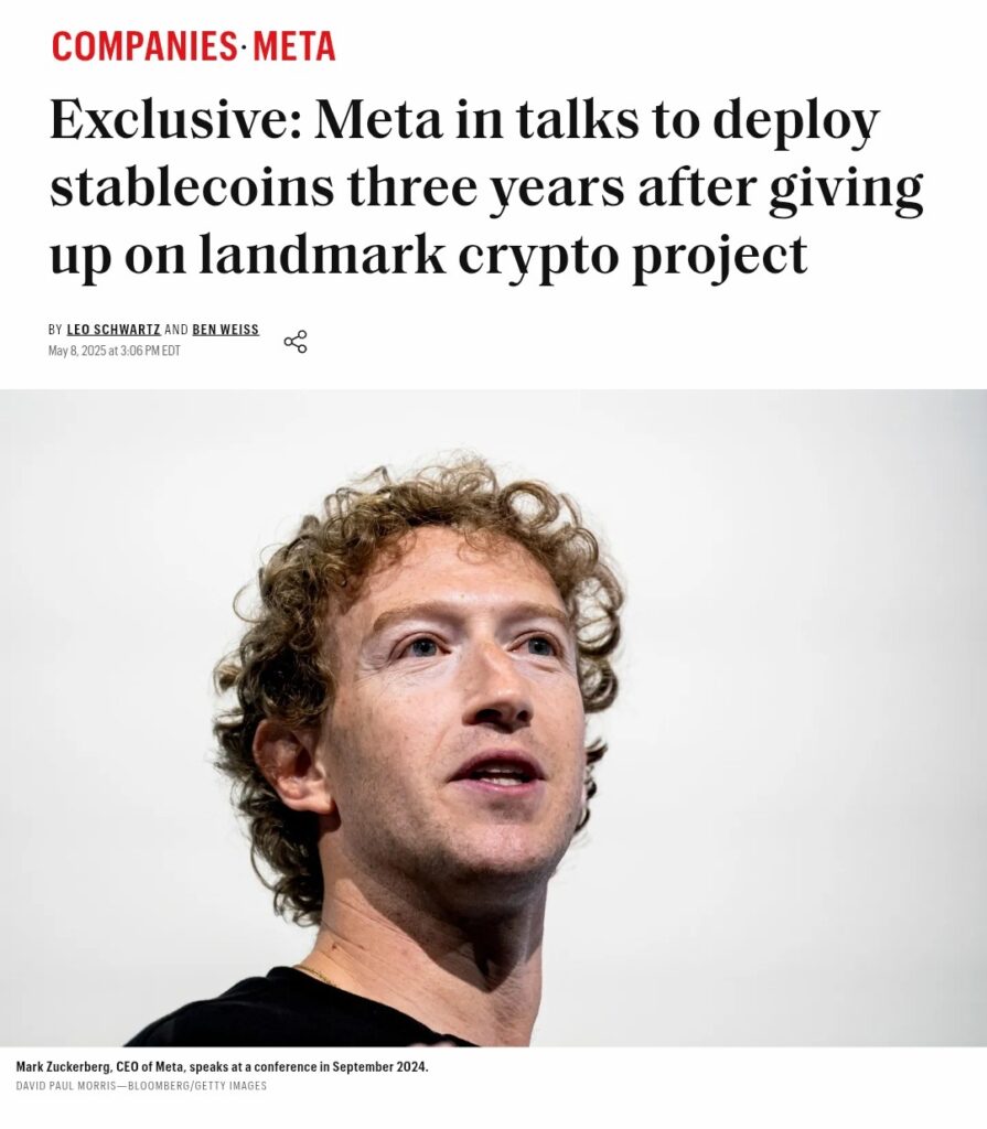Fortune sources report that Meta is actively working on stablecoin integration - The Coinomist