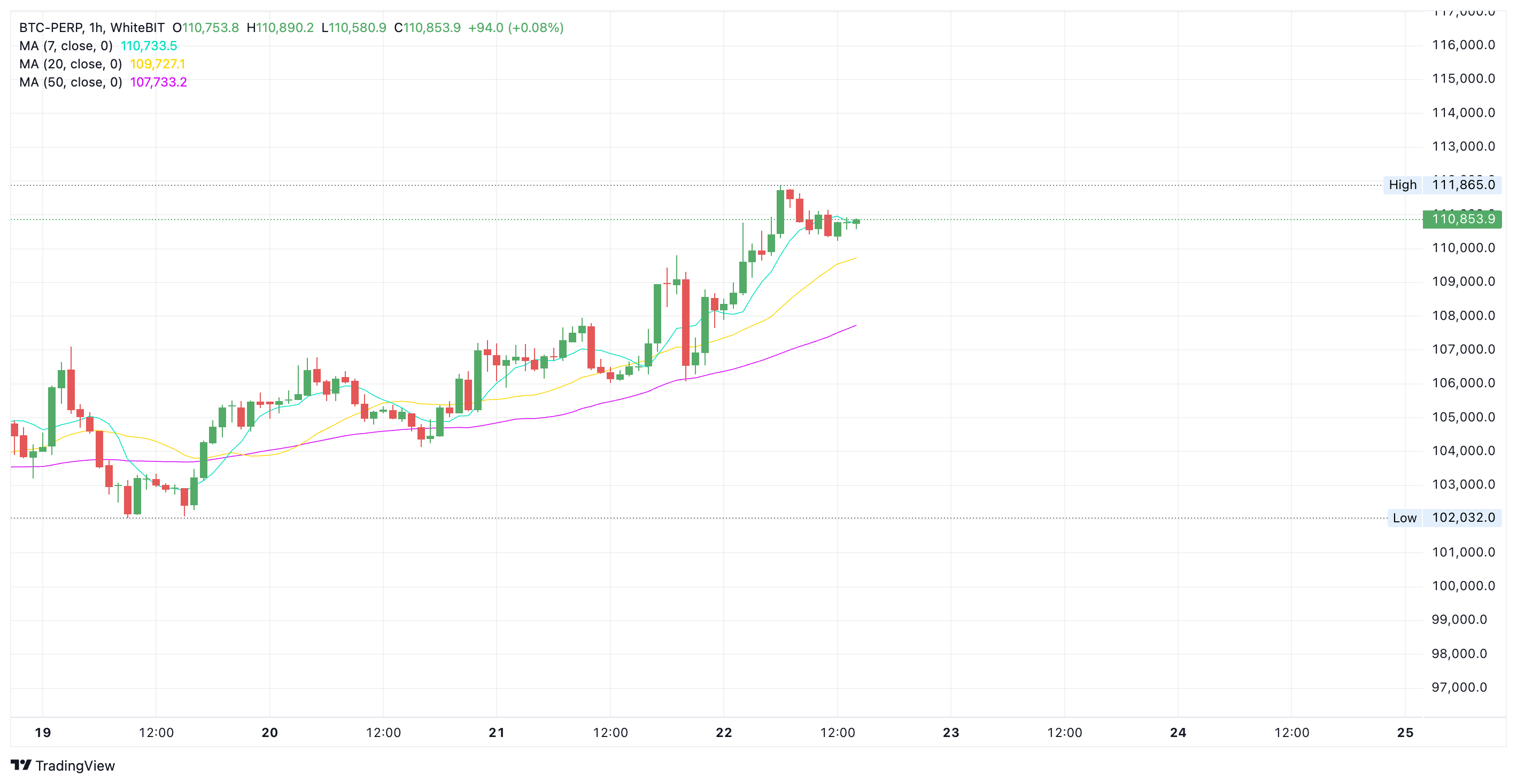 WhiteBIT BTC/USD chart - The Coinomist