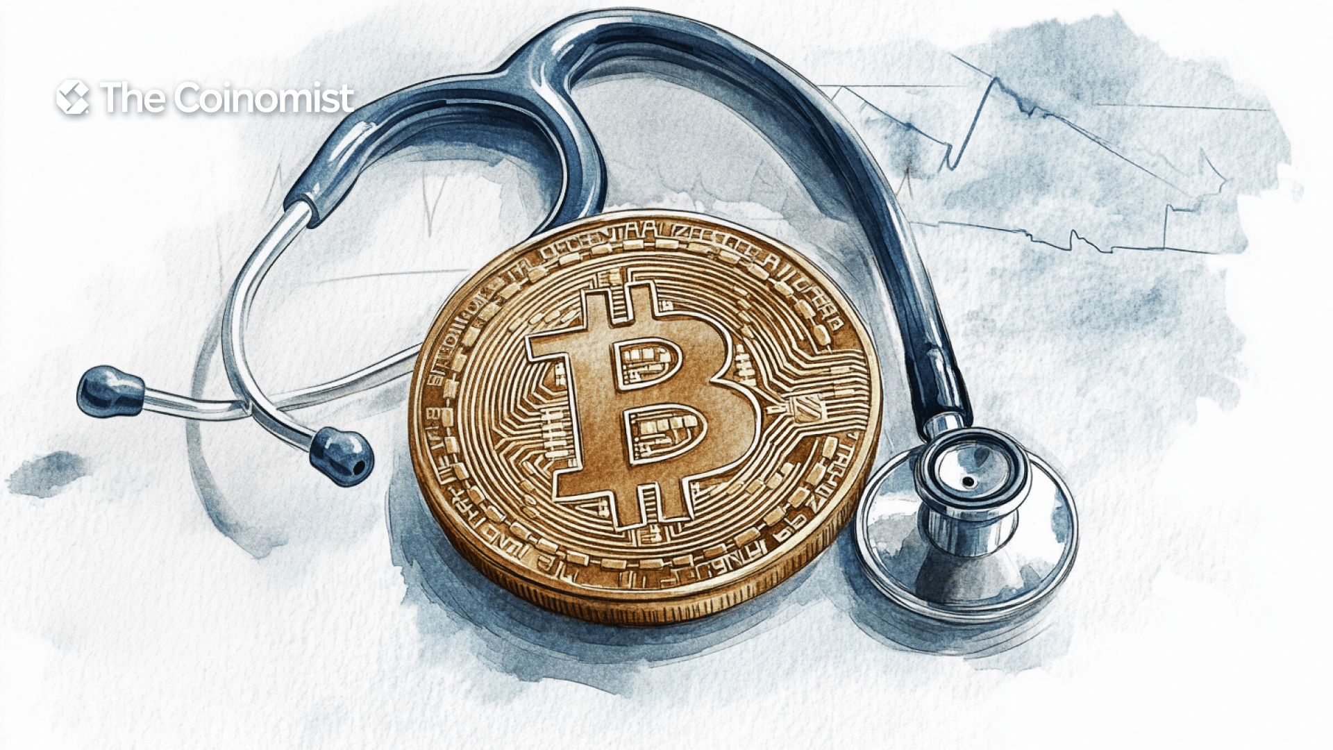 Bitcoin coin with a stethoscope next to it The Coinomist