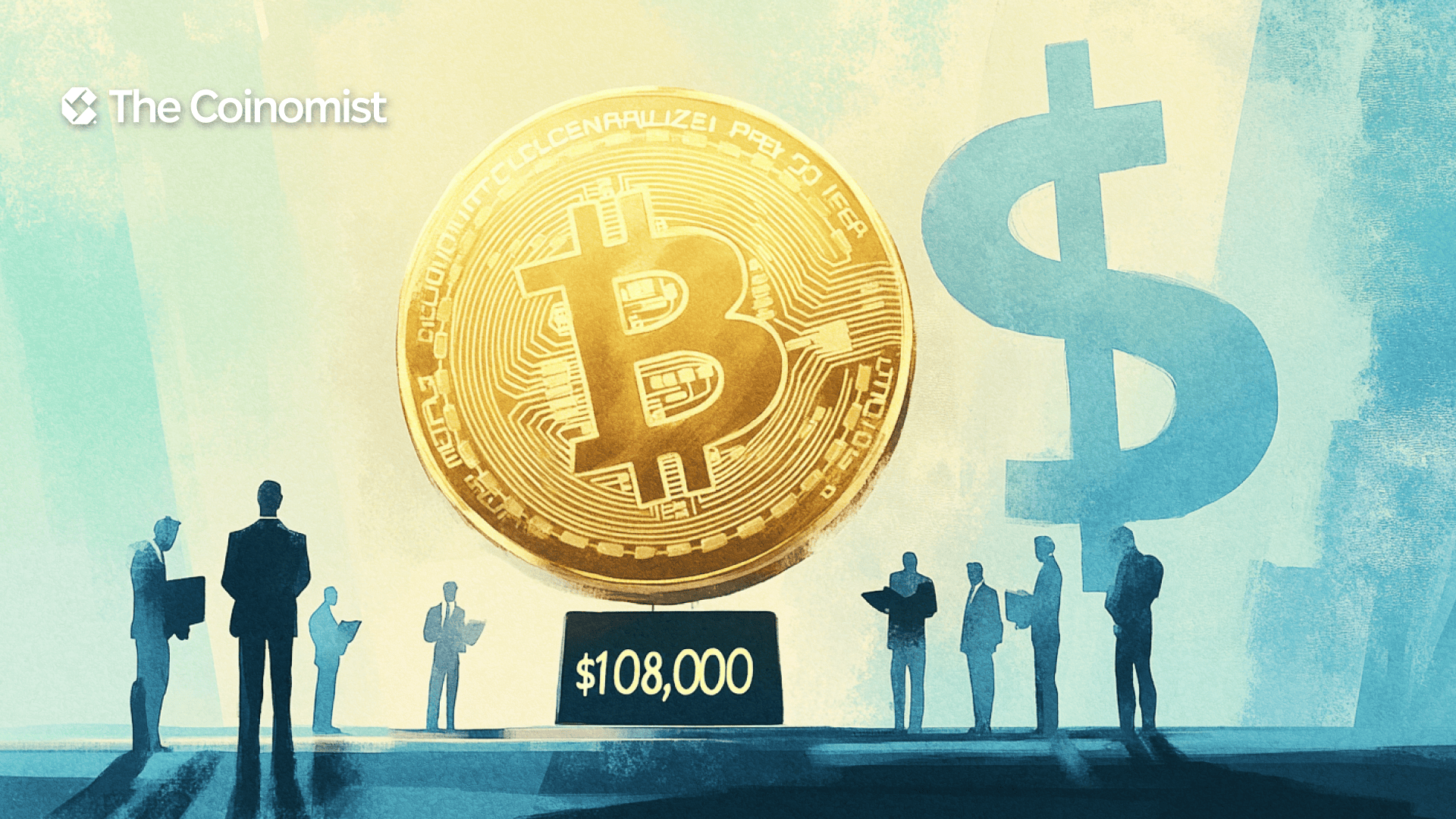 Bitcoin emblem with $108,000 mark
