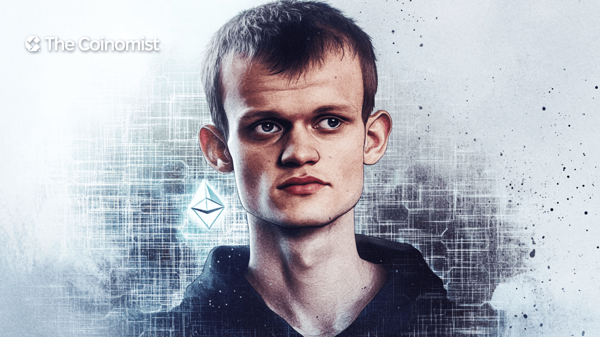 Thinking Vitalik Buterin, Ethereum blockchain in the background - The Coinomist