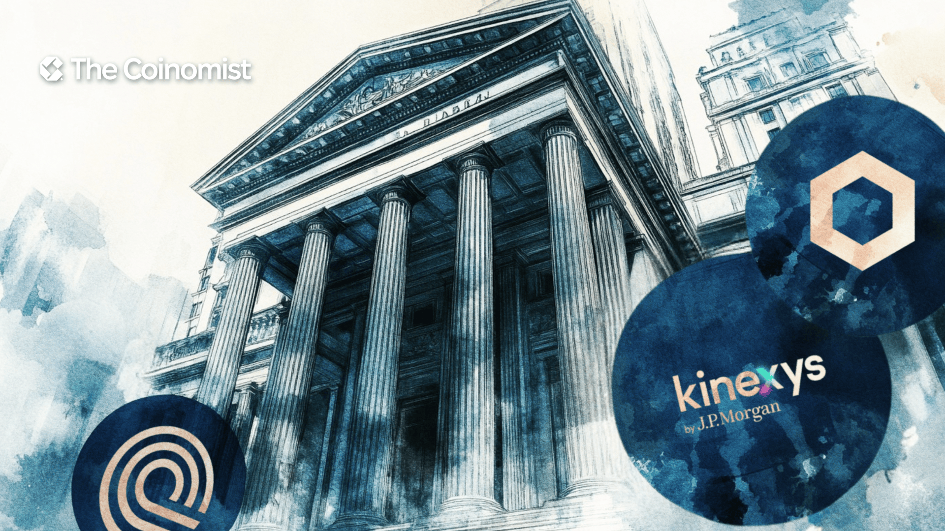 Three logos: Ondo Finance, Chainlink, Kinexys - The Coinomist