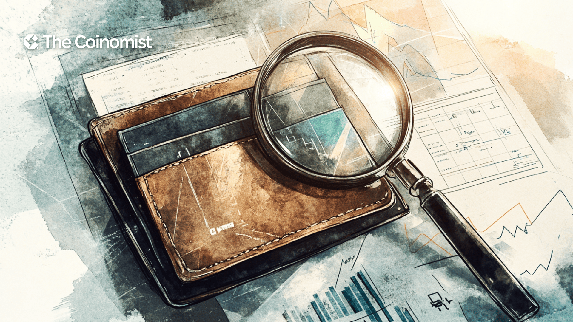 A magnifying glass over a crypto wallet image, with logos of MetaMask, Phantom, Trust, Binance Wallets, or others in the background - The Coinomist