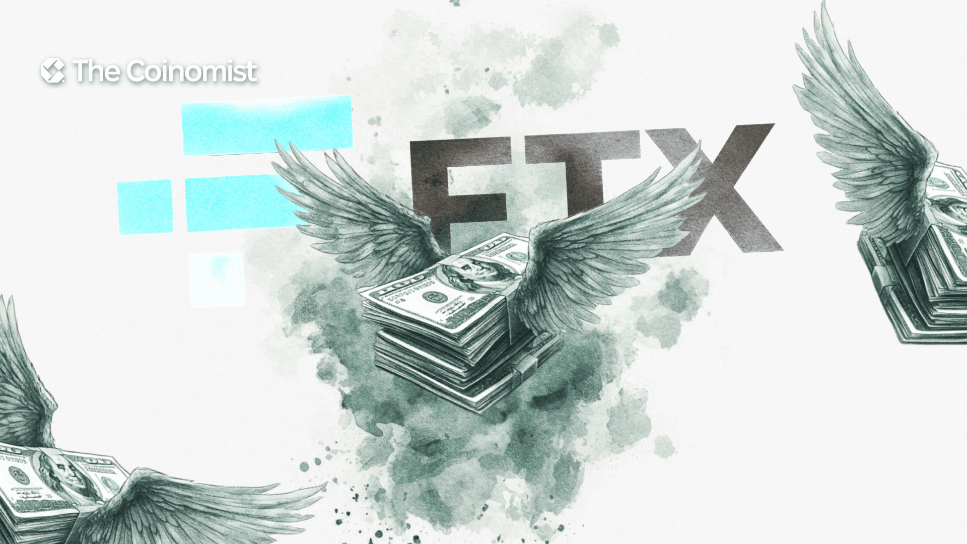 FTX logo, US dollars with wings - The Coinomist