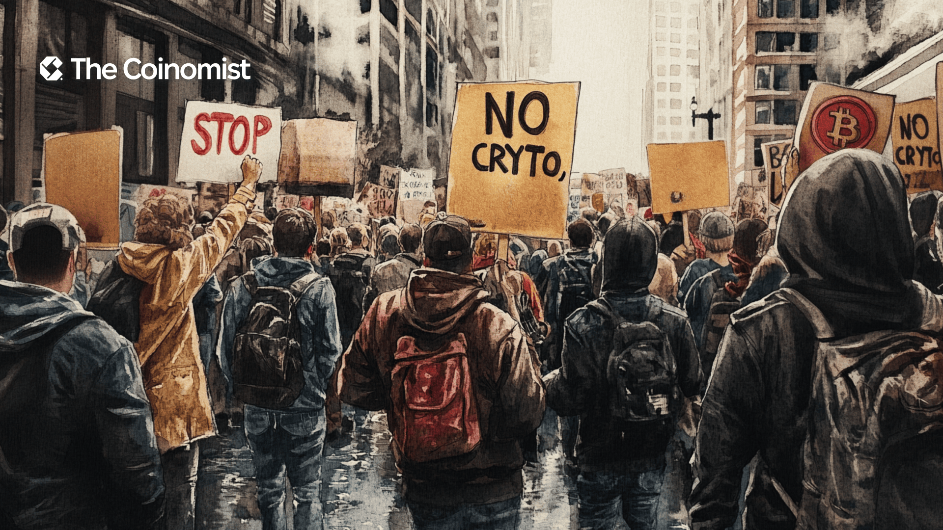 Street protests against crypto. The Coinomist