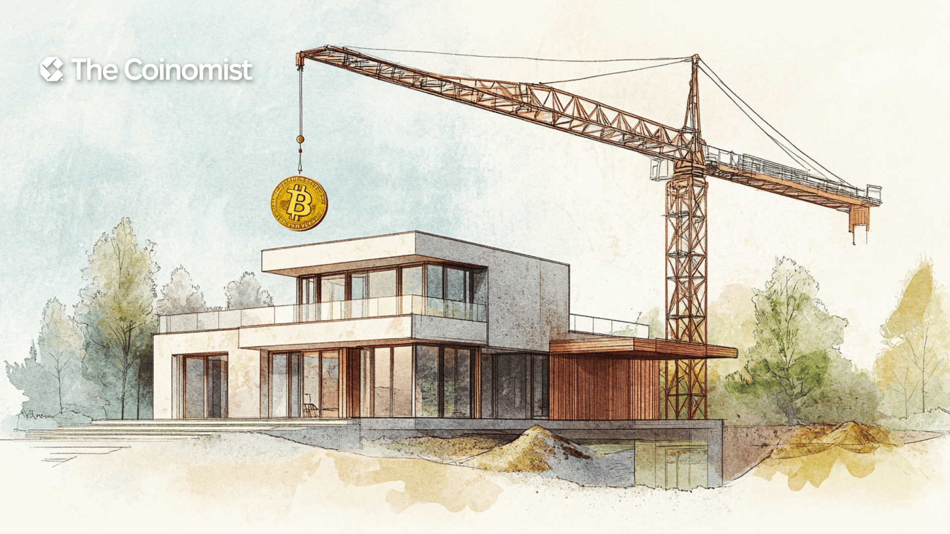 A home with an open door featuring the Bitcoin logo on it - The Coinomist